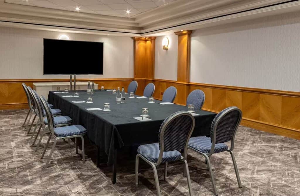 A boardroom in the Hilton Metropole Birmigham hotel