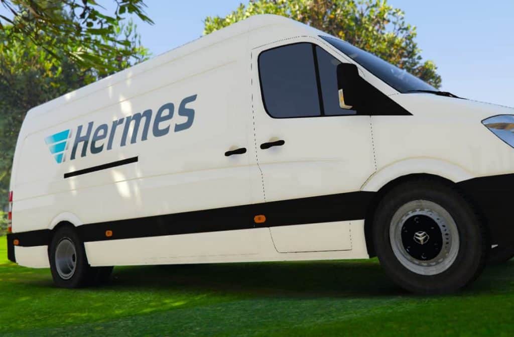 Hermes delivery van with packages