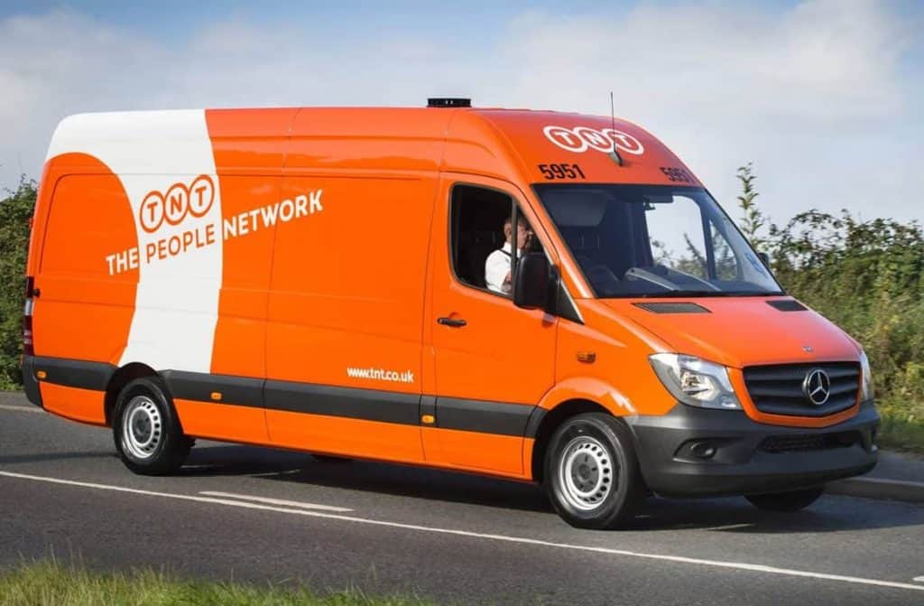 TNT delivery van with logo.