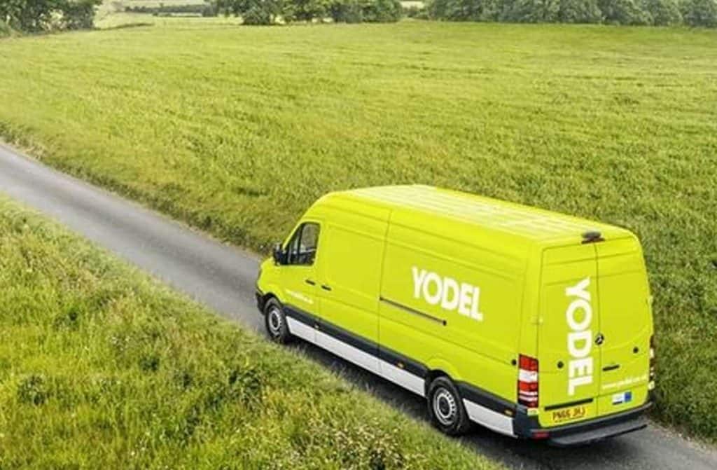 Yodel delivery van on its way around the country for collections and deliveries.