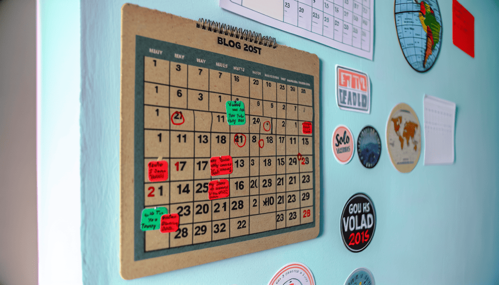 A calendar hanging on a kitchen wall with specific dates circled, symbolizing the strategic planning of early bookings for solo travel.